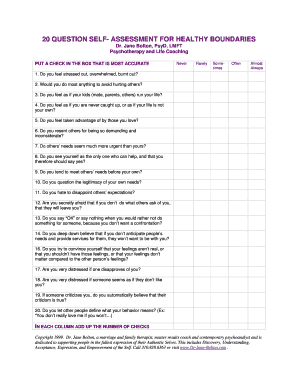 20 Question Self Assessment For Healthy Boundaries Scoring - Fill ...