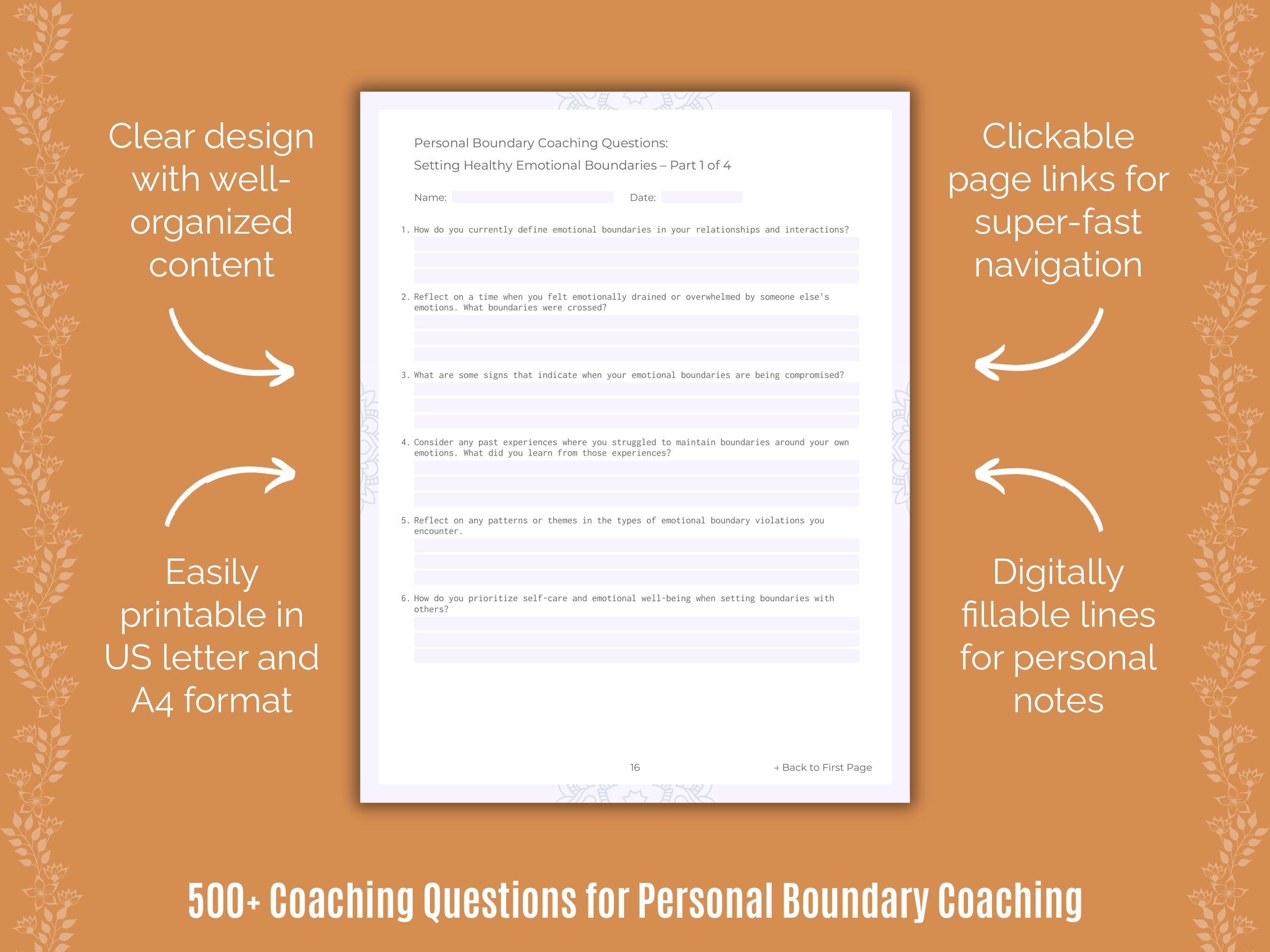 500+ Personal Boundary Coaching Questions Workbook | Karlstein ...