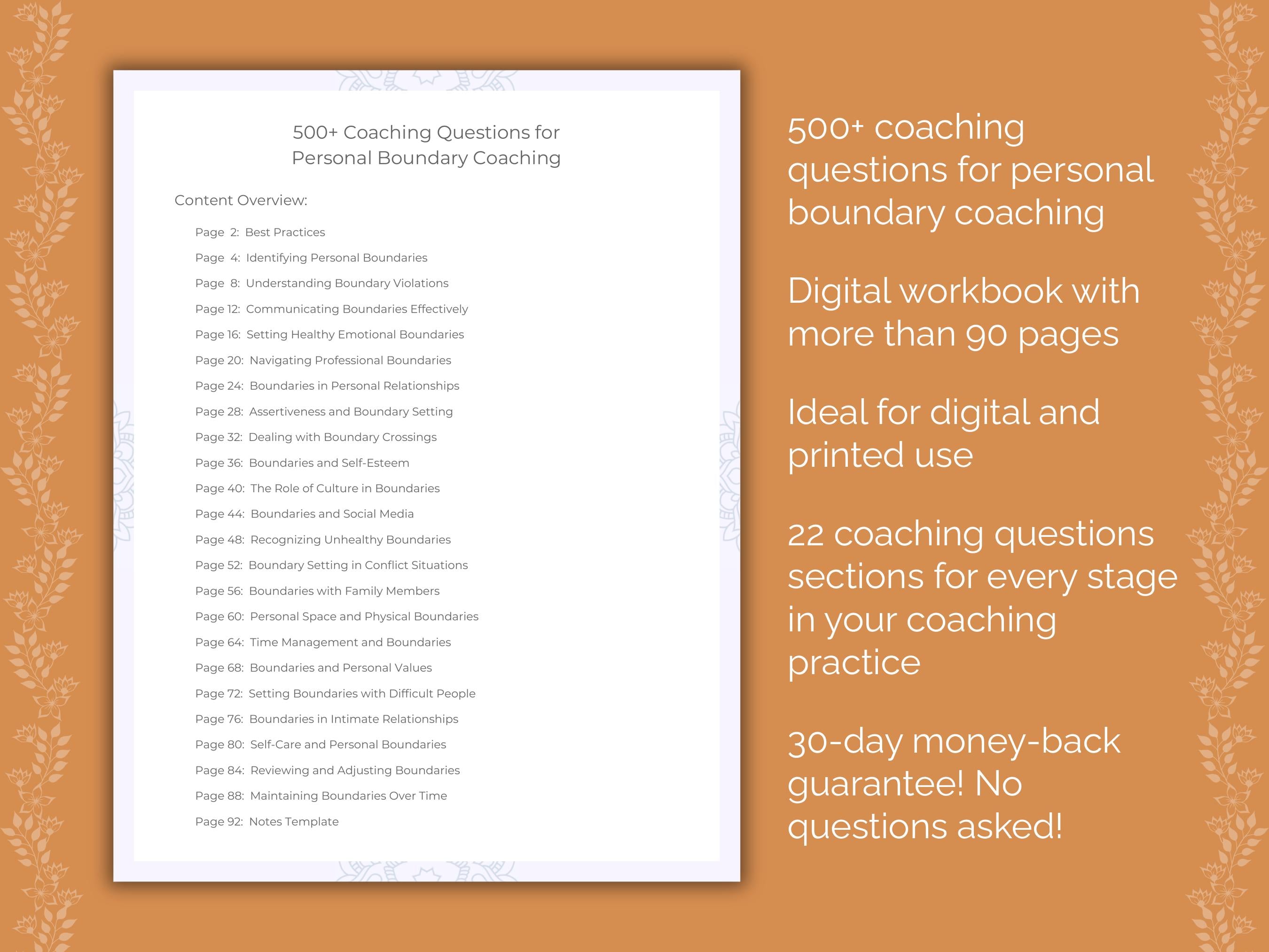 500+ Personal Boundary Coaching Questions Workbook | Karlstein ...