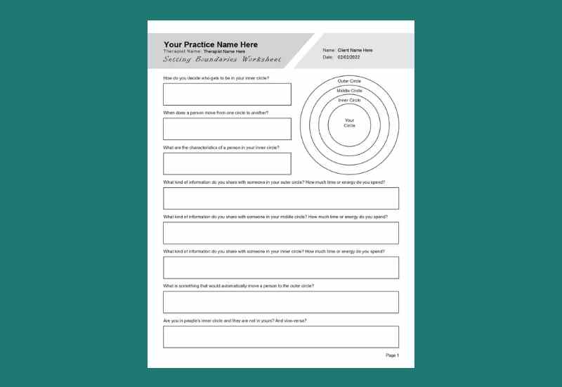 Setting Boundaries Worksheet PDF -