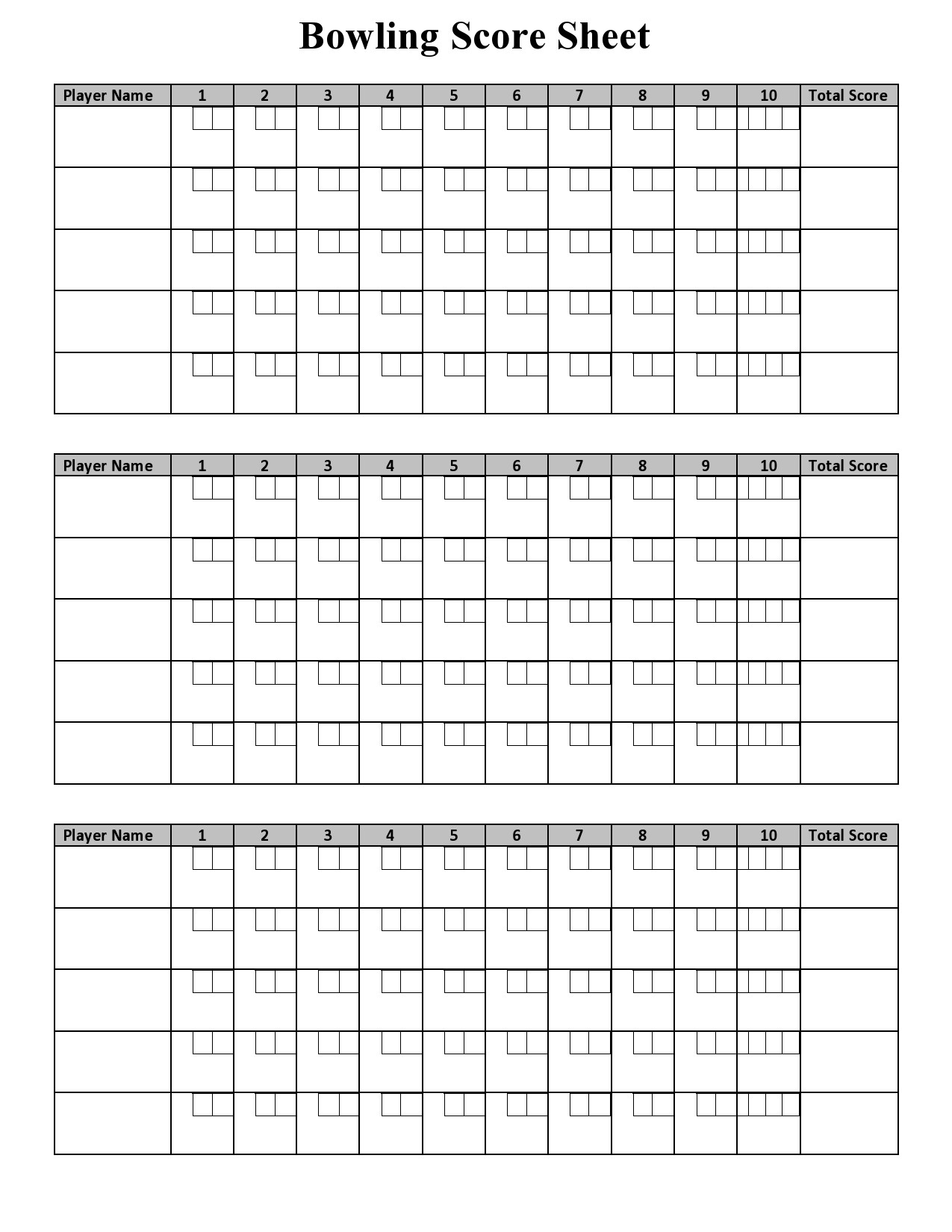 36 Printable Bowling Score Sheet Templates [&  Examples]