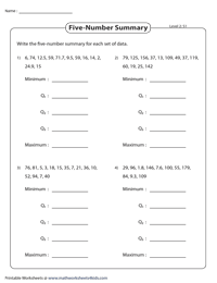 Box and Whisker Plot Worksheets