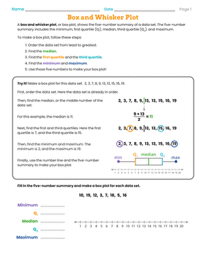 Box and Whisker Plot | Worksheet 