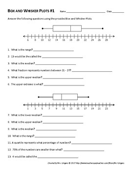 box and whisker plot worksheet with answers