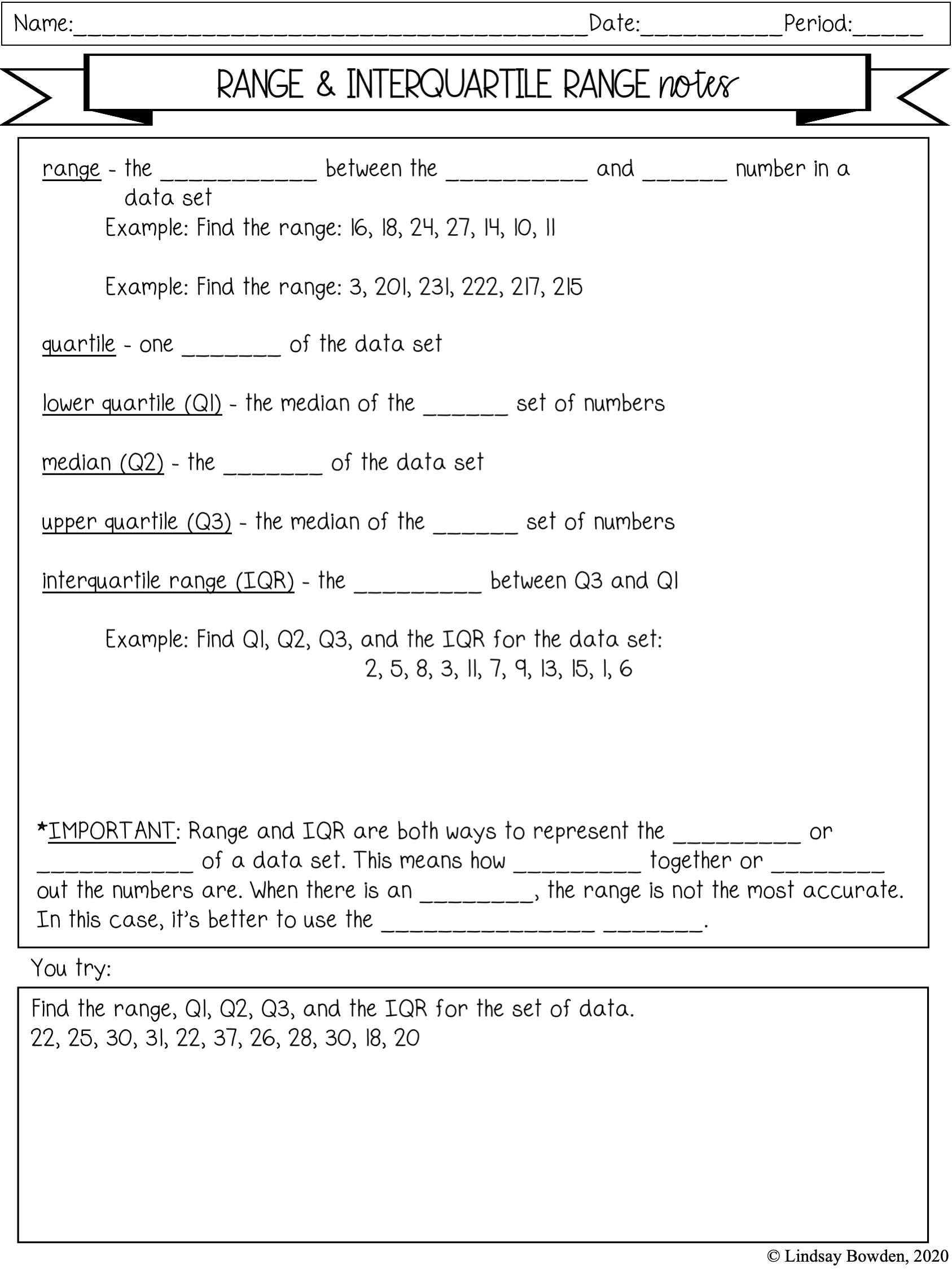box and whisker plots worksheet