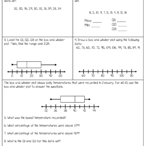 box and whiskers worksheet