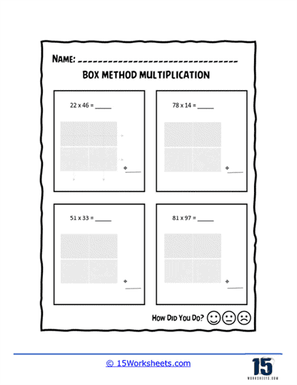 Box Method Multiplication Worksheets - 15 Worksheets.com - Worksheets ...