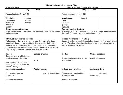 boxcar children worksheet