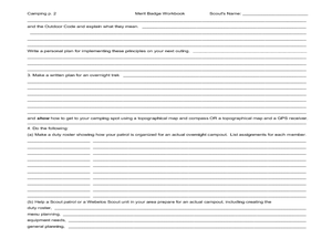 boy scout camping merit badge worksheet answers