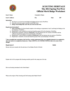 boy scout camping merit badge worksheet