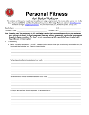 Personal Fitness Merit Badge Workbook - Fill and Sign Printable ...