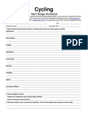 boy scout cycling merit badge worksheet