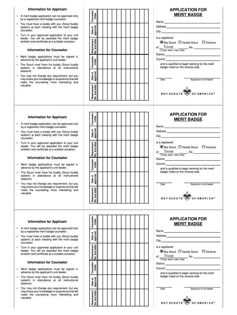 Merit Badge Blue Card Fillable Pdf - Fill Online, Printable ...