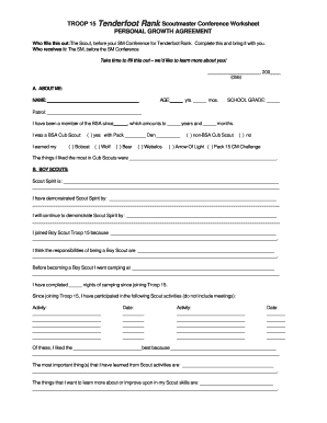 boy scout tenderfoot worksheet