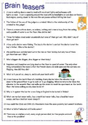 Brain teasers Part 3 - ESL worksheet by pocza