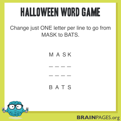 Word Games #1 - Halloween - Brain Pages