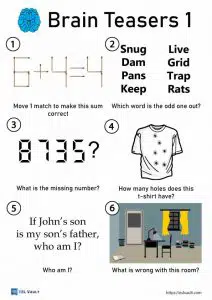 Free printable riddles with answers worksheets - ESL Vault