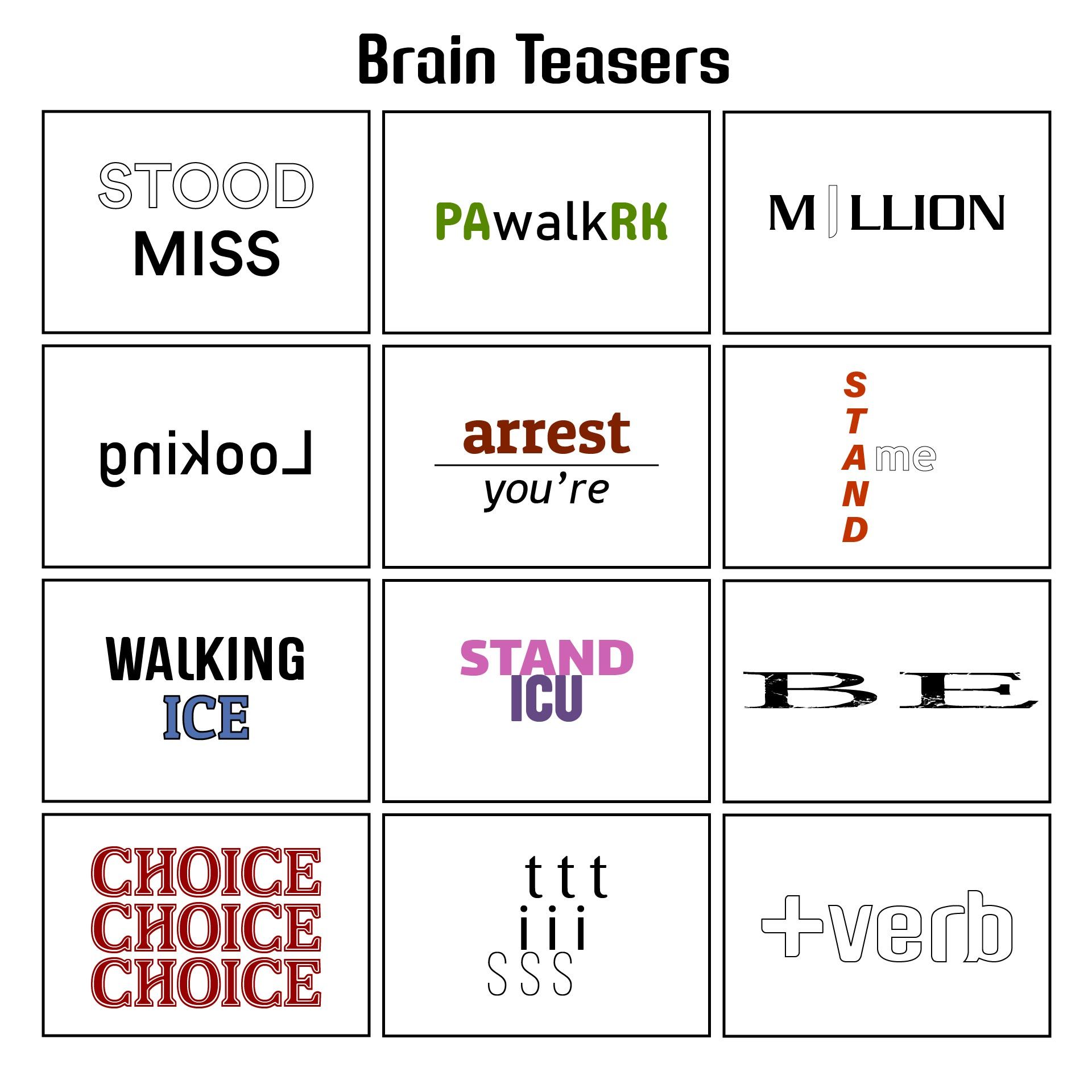brain teasers worksheet with answers