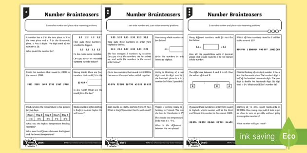 Number Brainteasers For Kids - Brain Teaser Worksheet