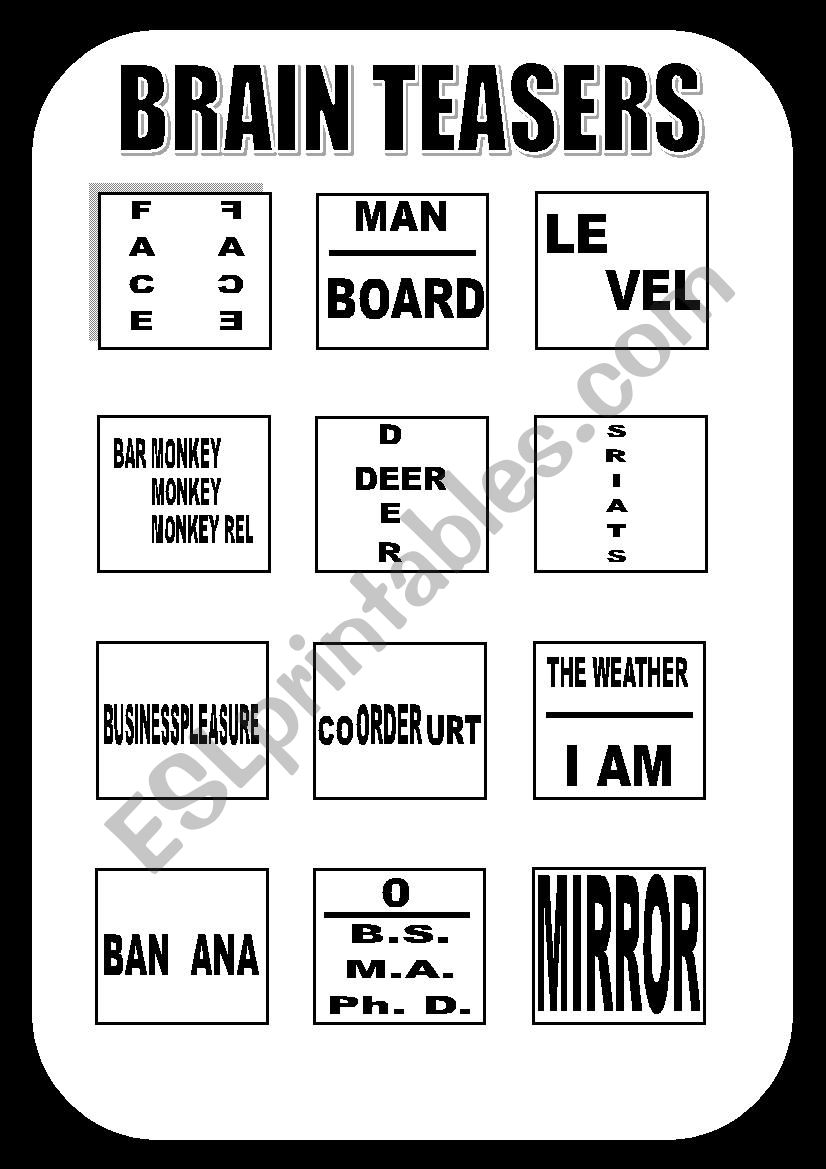Brain Teasers - ESL worksheet by marlon arana