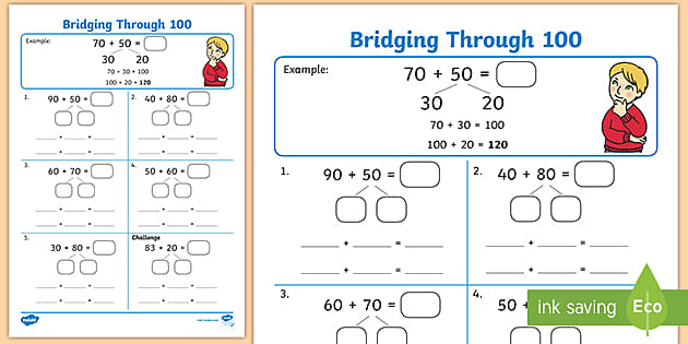 bridge to 10 addition strategy worksheet