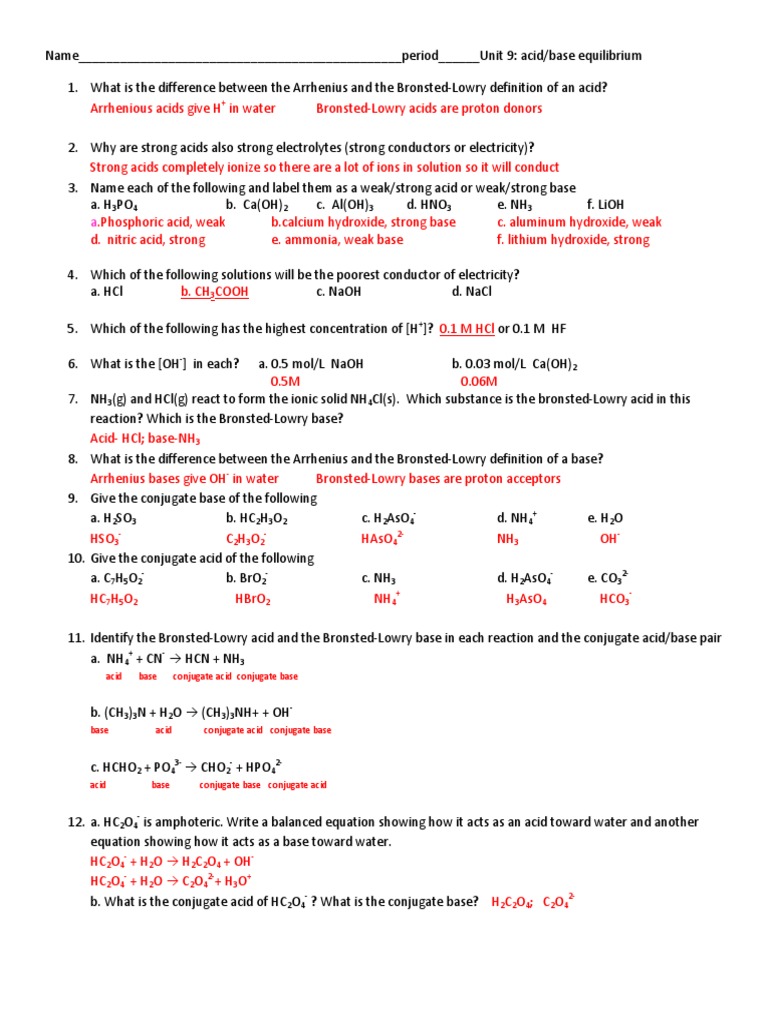 AP Unit9 Worksheet Answers | Download Free PDF | Buffer Solution ...