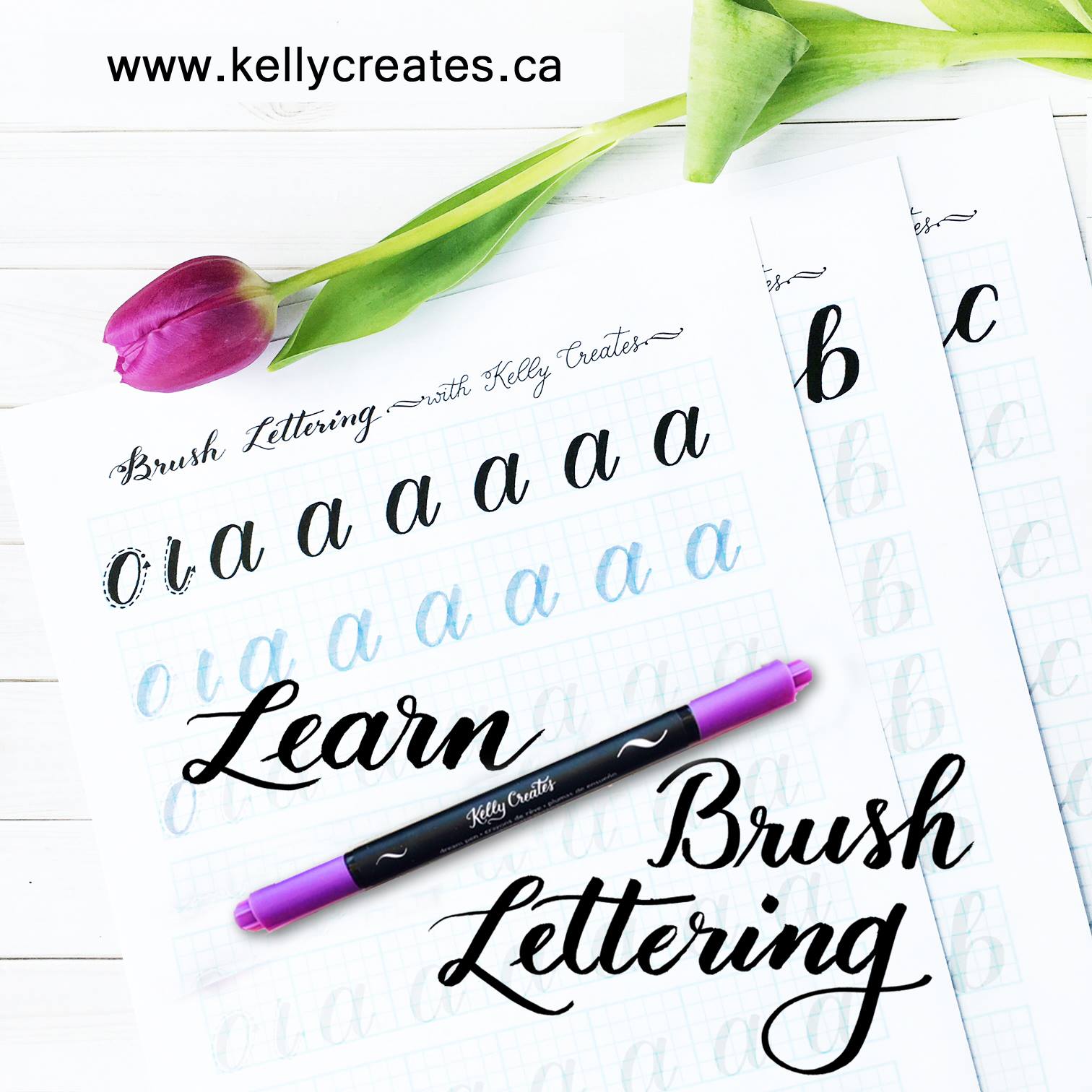 Learn Brush Lettering with Practice Worksheets - Kelly Creates