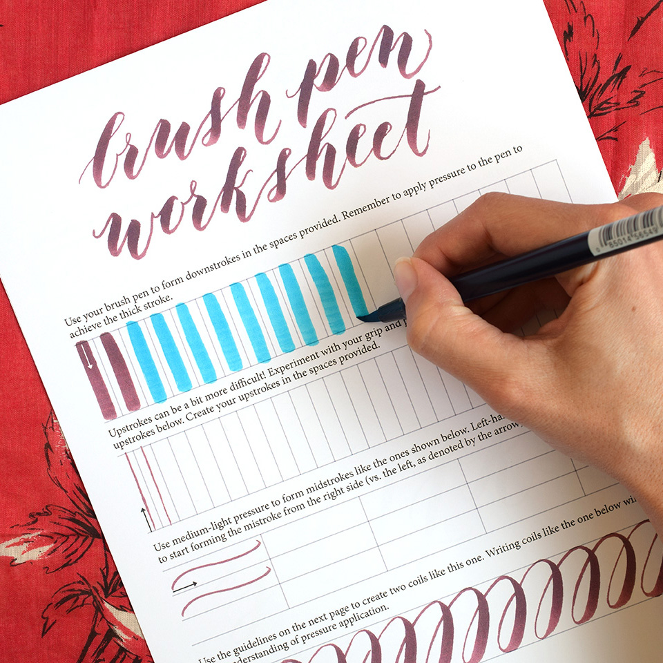 Free Basic Brush Pen Calligraphy Worksheet - The Postmans Knock