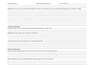 bsa camping merit badge worksheet