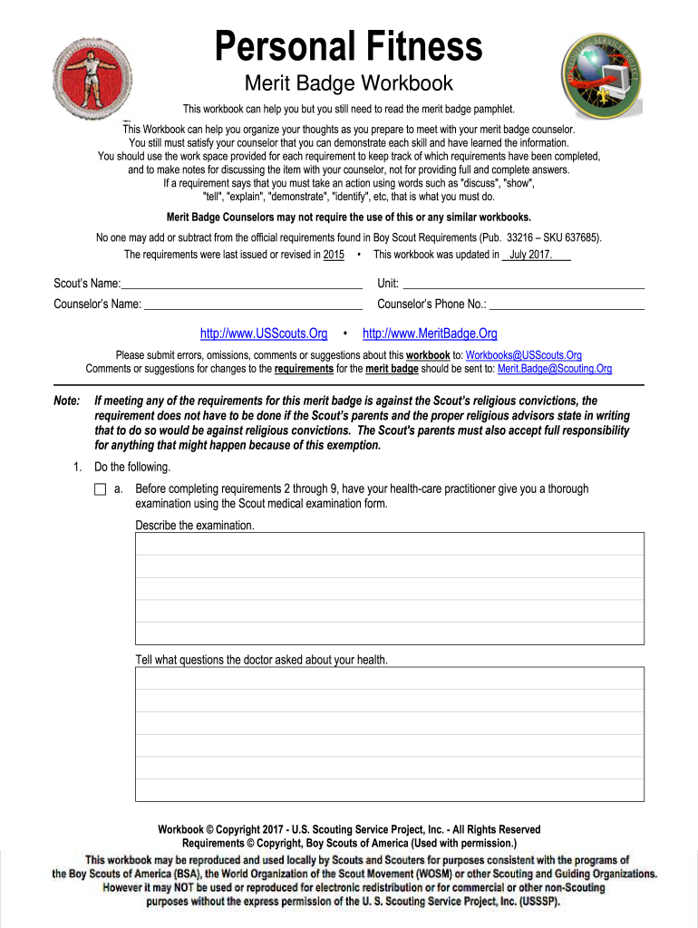 bsa merit badge worksheet