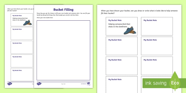 bucket filler worksheet