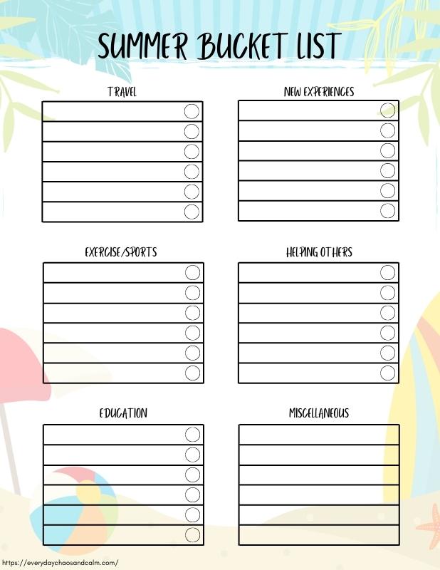 Free Bucket List Worksheet Download Free Bucket List Worksheet Png 