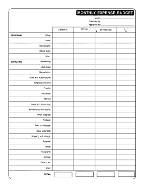 Monthly Expenses List - Fill Online, Printable, Fillable, Blank | pdfFiller