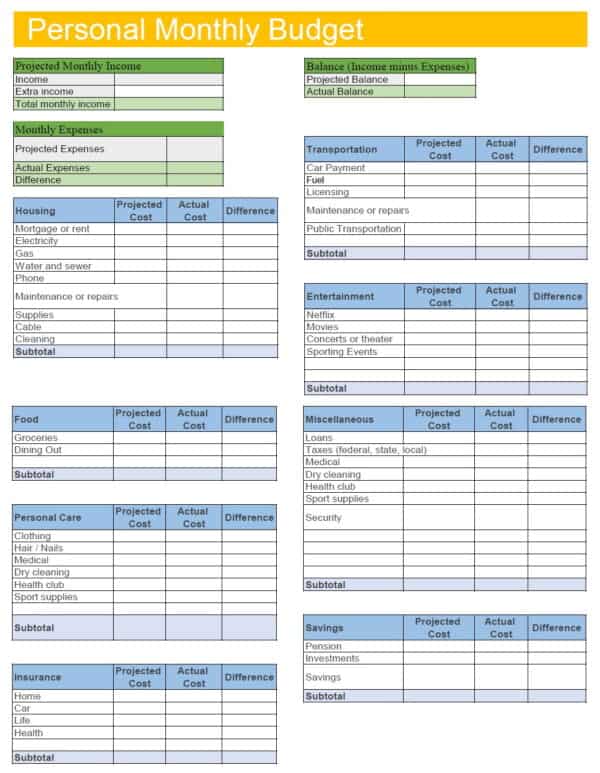 FREE Budget Sheet Template | Printable and Editable