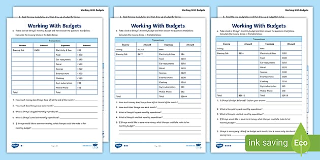 Budgeting Scenario Worksheets | Twinkl (teacher made)