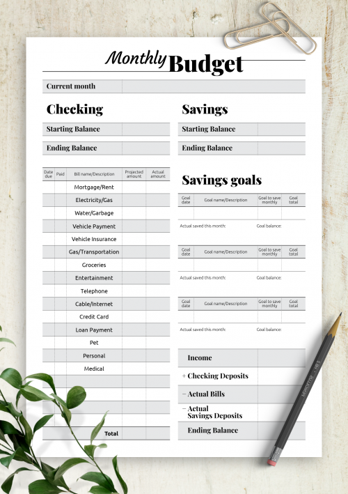 Printable Budget Templates - Download PDF A4, A5, Letter size