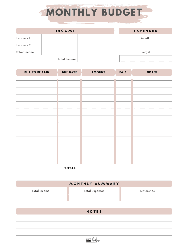 budget printables