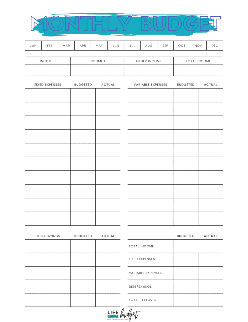 budget report printable