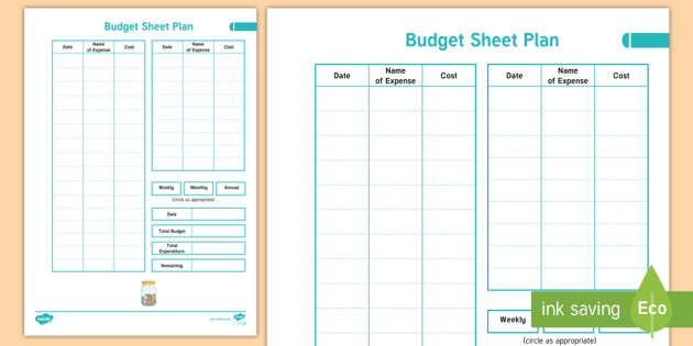 Monthly Budget Planner Sheet Stock-Vektorgrafik | Adobe Stock
