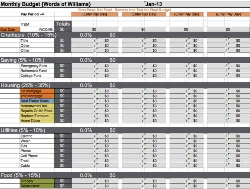 10 Free Household Budget Spreadsheets
