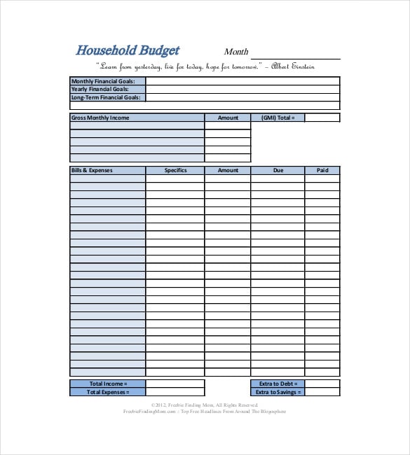 13+ Household Budget Templates - Free Sample, Example, Format ...