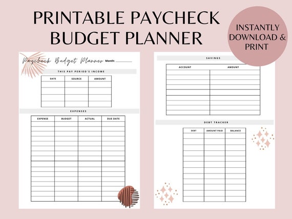Budget Planner Printable, Financial Planner Printable, Paycheck ...