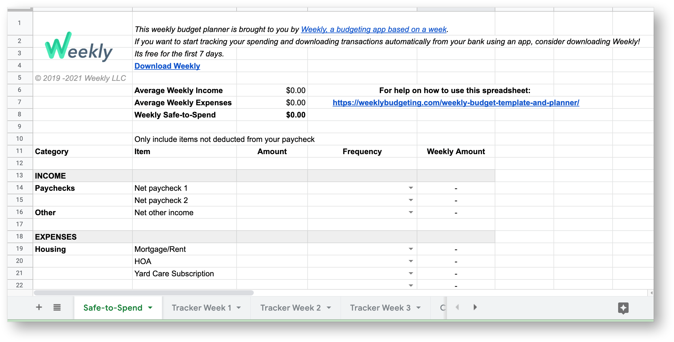 Weekly Budget Template - Free Download - Weekly | A Better Budget App