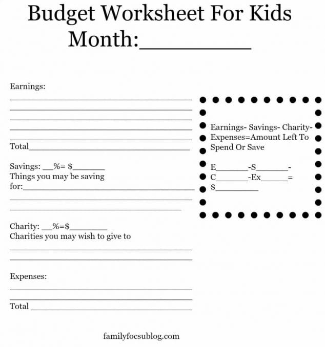 Budgeting For Kids And A Free Budget Worksheet