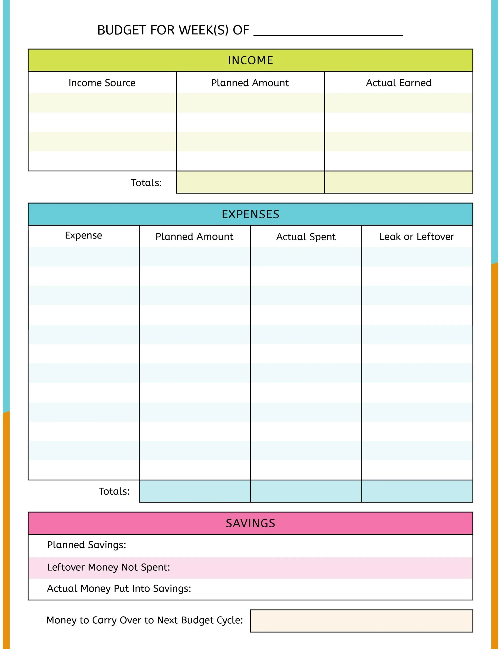 7 Free Teen Budget Worksheets &  Tools (Start Your Teenager Budgeting)