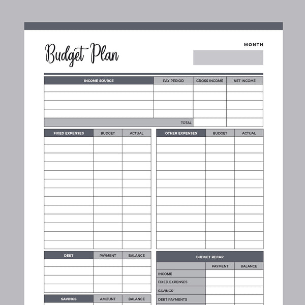 Printable Budget Worksheet | US Letter &  A4 PDF | FREE Download ...