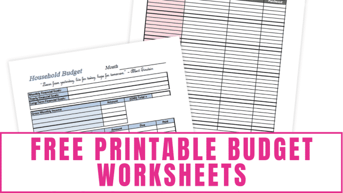 budget worksheet printable free