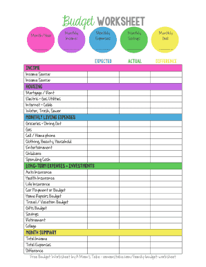 Budget Worksheet Pdf - Fill Online, Printable, Fillable, Blank ...