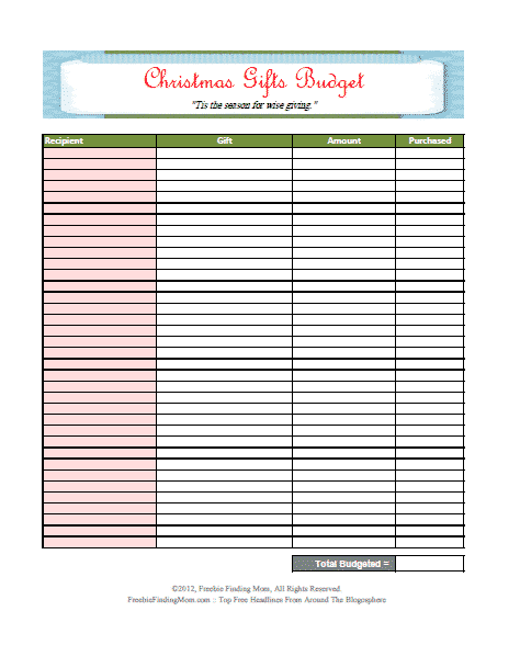 budget worksheet template printable