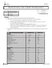 Budgeting for a Baby.docx - 1.15.1.A1 Worksheet Budgeting for a ...